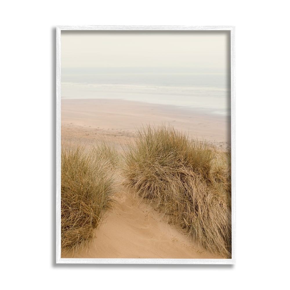 Stupell Sun Bleached Beach Coast Tall Grass Sand Dunes Framed Wall Art