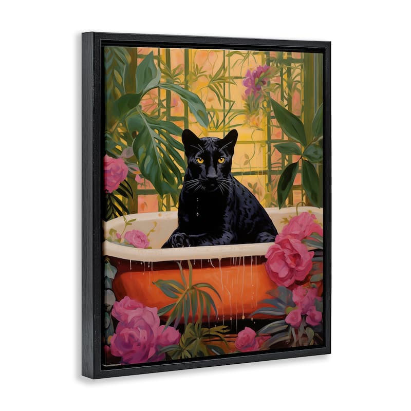 Stupell Lush Tropics Panther Bath Framed Floater Canvas Wall Art Design By Heidi Kuntz