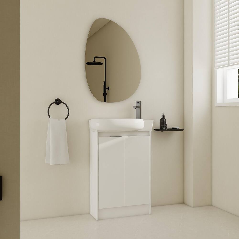 GDFStudio - Emery Elegant Soft Close Doors Bathroom Vanity with Ceramic Sink for Compact Spaces
