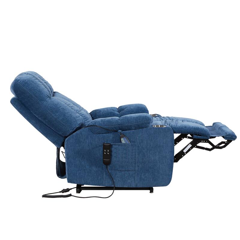 Standard-Size Fabric Dual-Motor Power Lift Recliner Chair with Heat, Massage, and Infinite Position Lay Flat Recline