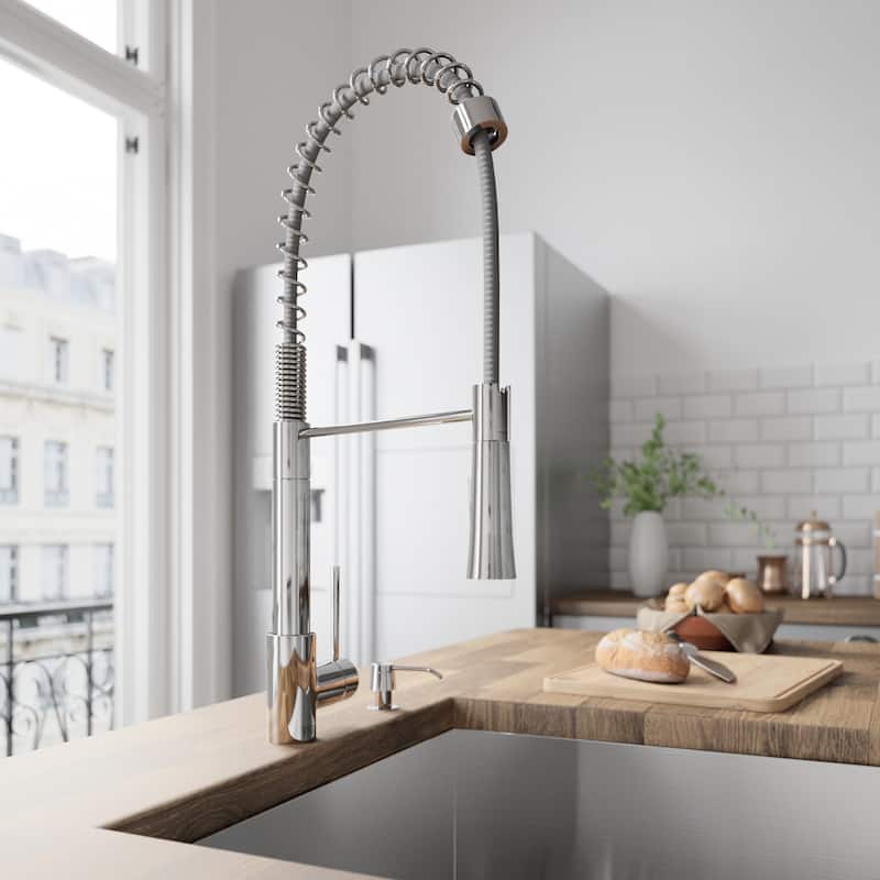 VIGO Laurelton 22" H Single Handle Pull-Down Sprayer Kitchen Faucet