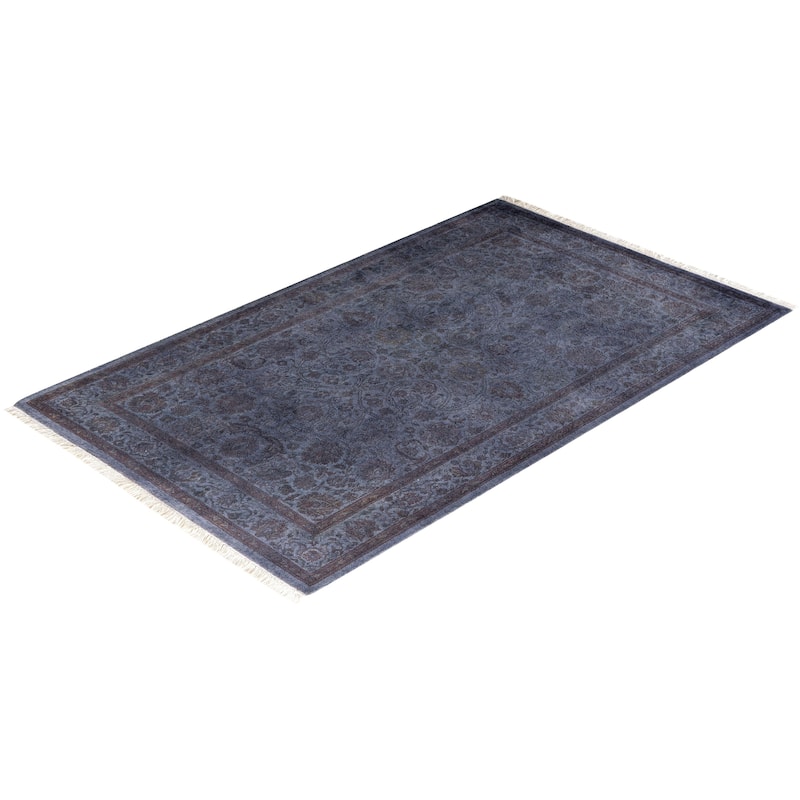 Overton Hand Knotted Wool Vintage Inspired Modern Contemporary Overdyed Gray Area Rug - 3' 2" x 5' 2"