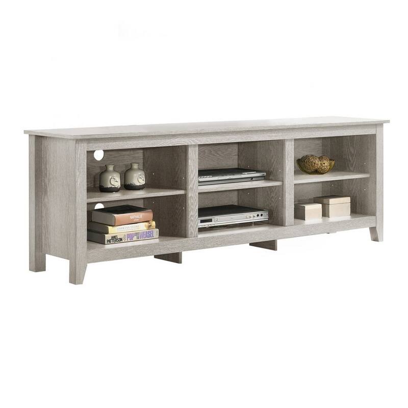 70 Inch TV Media Entertainment Console, 6 Adjustable Shelves, Dusty Gray