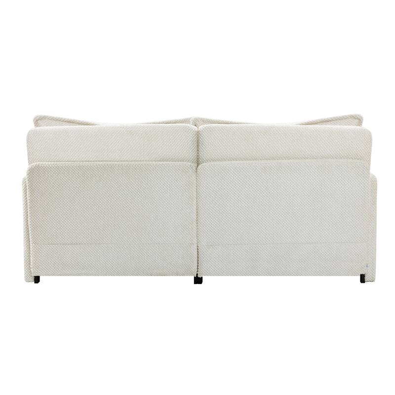 73.6" Corduroy 3-in-1 Convertible Sofa Bed with Pull-Out Sleeper, USB Charging Ports, and Side Storage