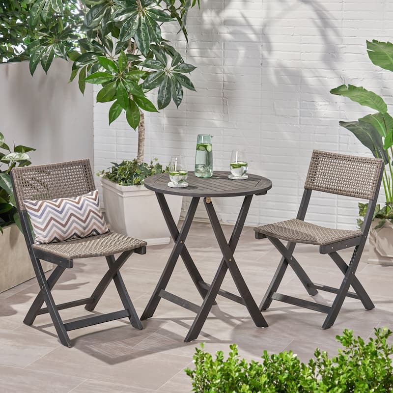 Hillside Outdoor Acacia Wicker Bistro Set by Christopher Knight Home