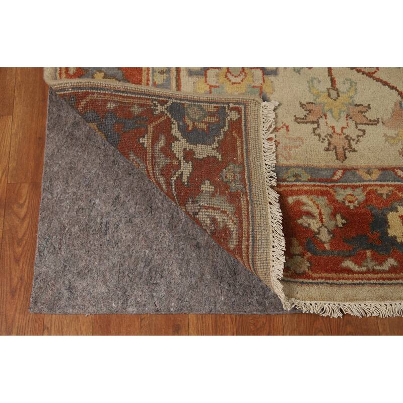 Hand Knotted Oriental 100% Wool Carpet Traditional Floral Beige & Ivories Heriz (serapi) Area Rug - 8' 0'' X 4' 10''