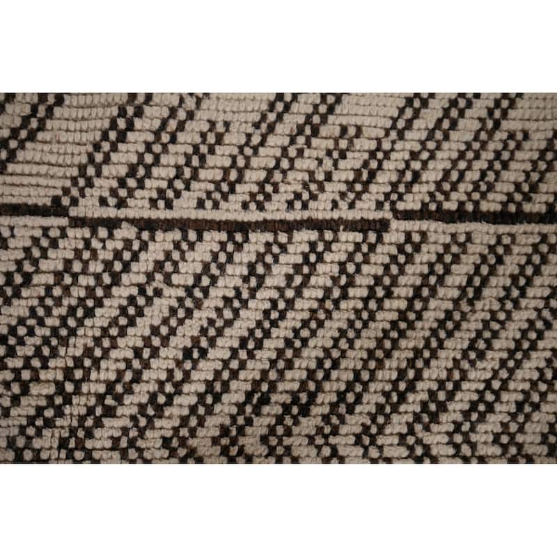 Abstract Moroccan Large Area Rug Handmade Oriental Wool Carpet - 9'11"x 14'5"