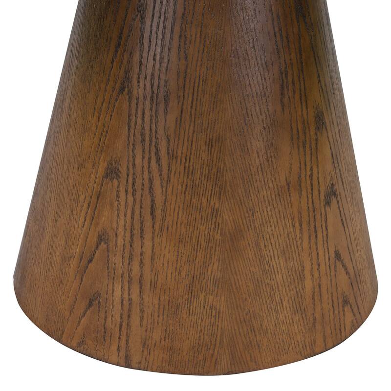 Retro Wood Round Minimalist Elegant Dining Table with Frustum Leg