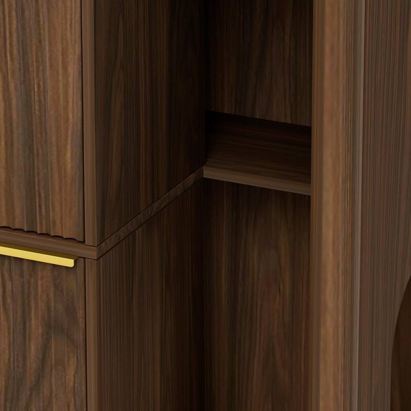 Anmytek Modern Cat Litter Box Enclosure with Cat Tree and Scratching Posts Walnut Finish Side Cabinet