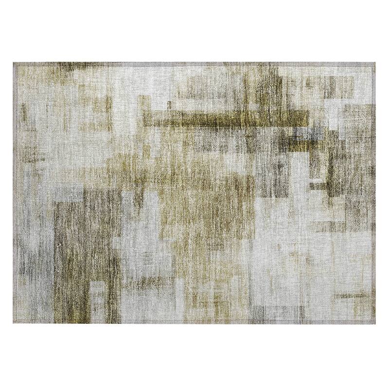 Machine Washable Indoor/ Outdoor Contemporary Abstract Chantille Rug