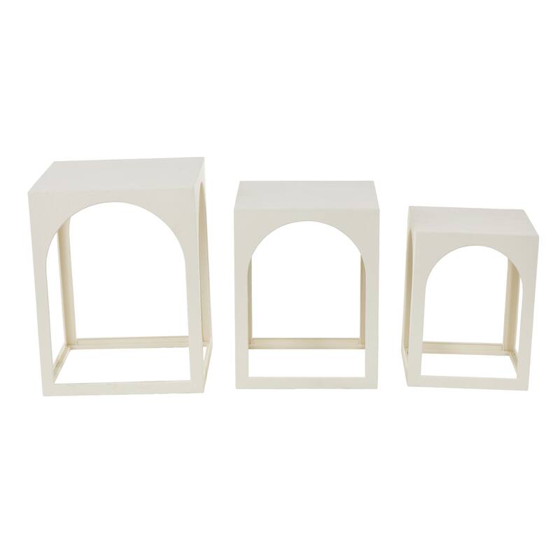 White or Black Metal Nested Side End Accent Table with Arched Cutouts (Set of 3)