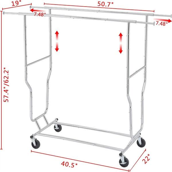 Clothing Rack Heavy Duty Clothes Rack Foldable Garment Rack with Wheels ...
