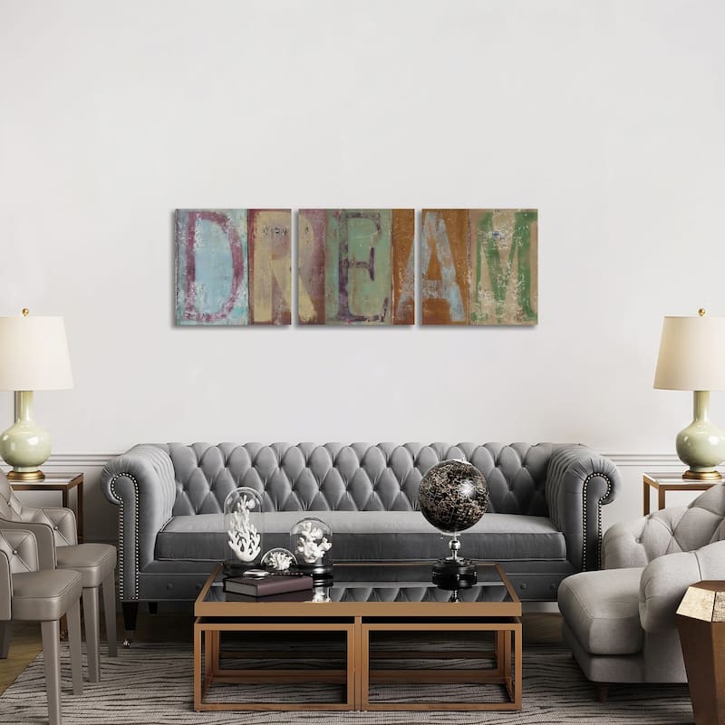 iCanvas "DREAM" by Patricia Pinto 3-Piece Canvas Wall Art Set