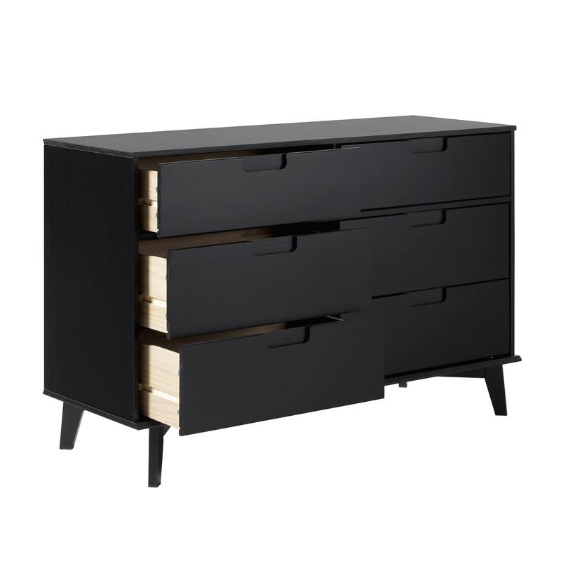 Middlebrook Designs Mid-Century Solid Wood 6-Drawer Dresser - Black