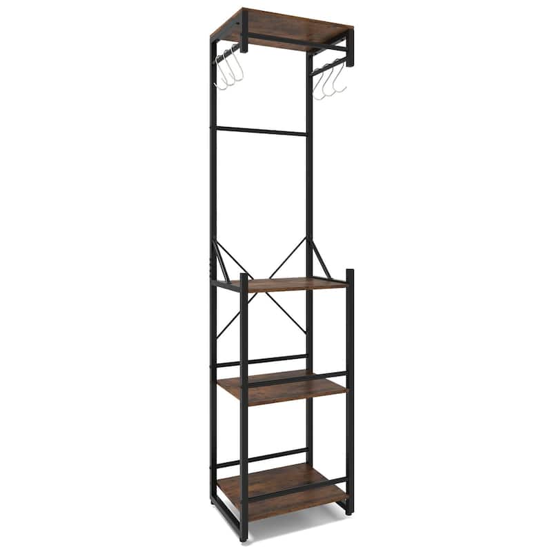 Costway Freestanding Coat Rack with 4 Storage Shelves 6 Hooks & 3 - See Details