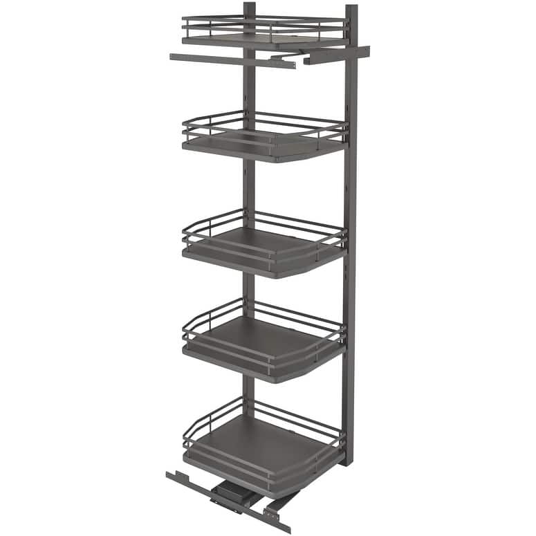 Rev-A-Shelf 5374 Series 5 Shelf Swing Out Pantry Organizer for 18 Inch - Orion Gray
