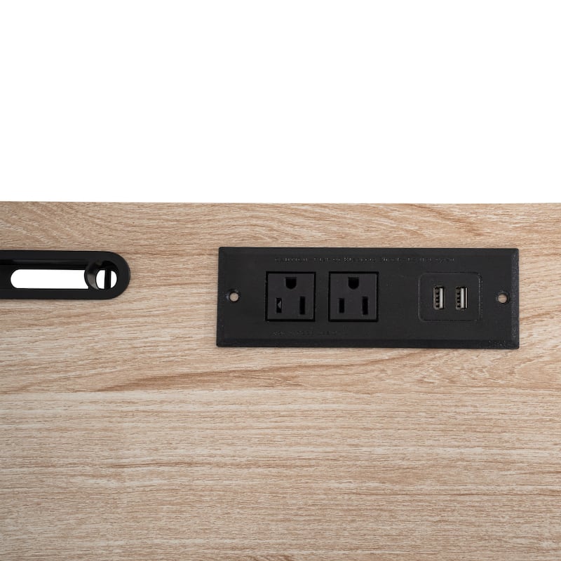 Height-Adjustable Overbed Table with Hidden Casters, Portable Bedside Desk with Tray, Pen Holder, USB & C-Type Ports