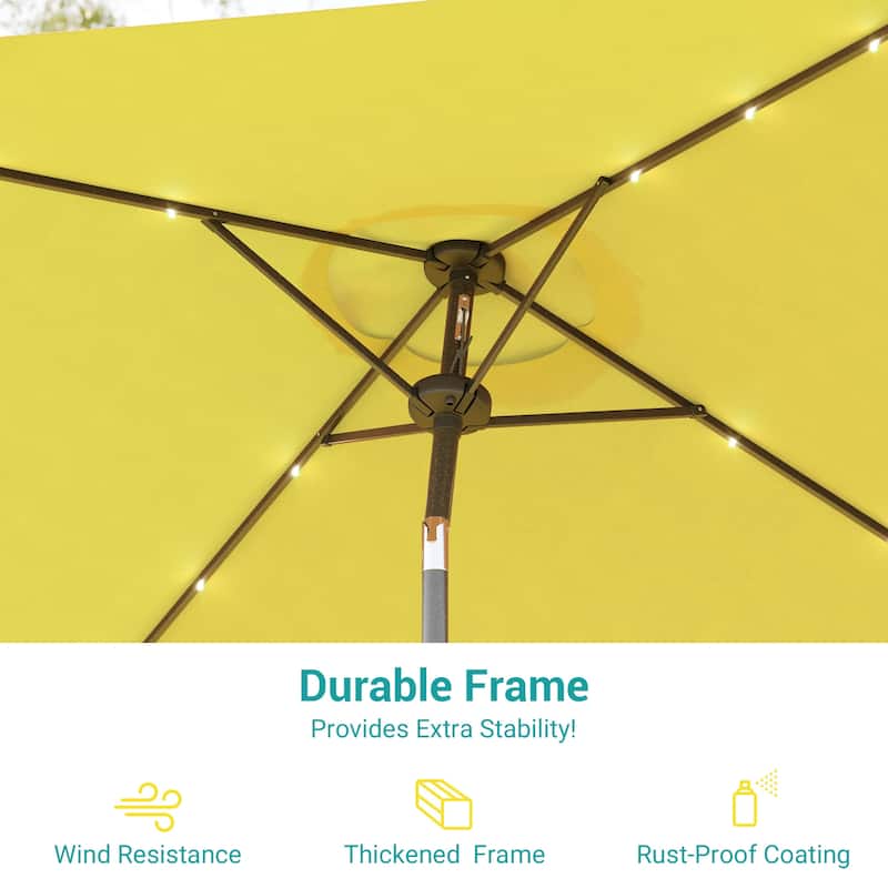 BONOSUKI 6.5x6.5Ft LED Patio Market Umbrella Weather-Resistant Frame
