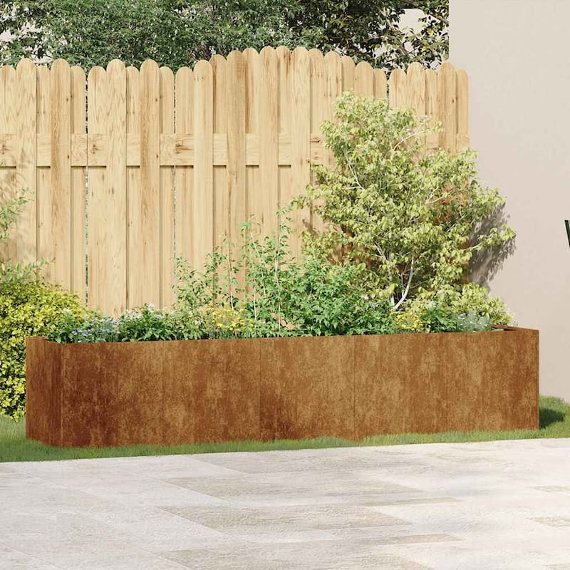 vidaXL Planter Raised Garden Bed Plant Flower Stand Rusty Weathering Steel