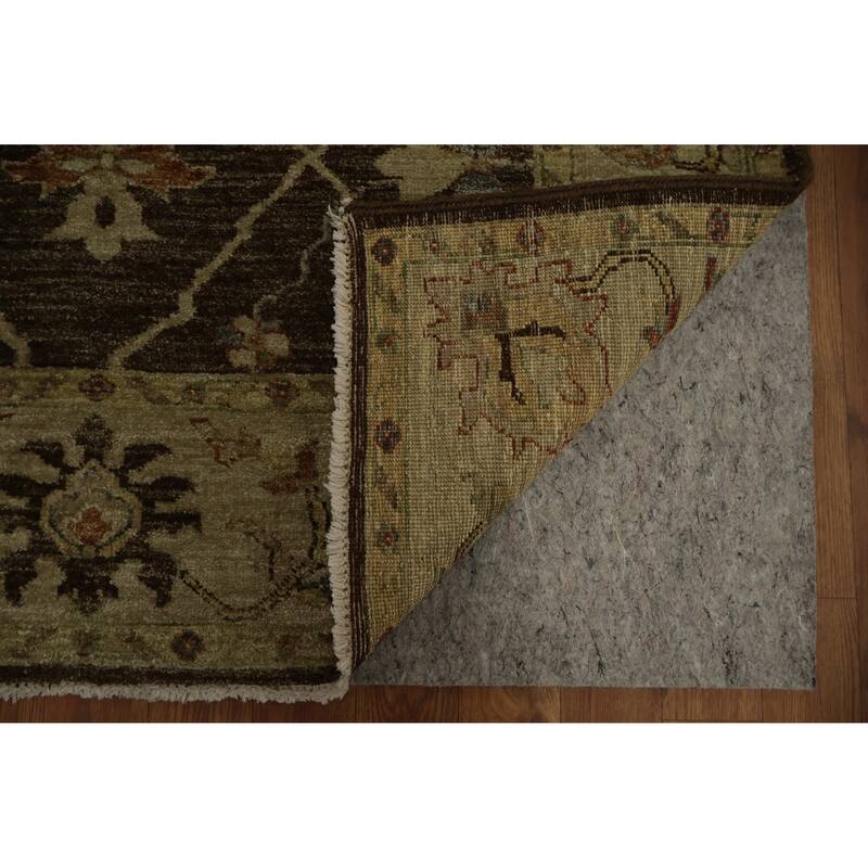 Hand Knotted Oriental 100% Wool Carpet Transitional Floral Brown Oushak Area Rug - 6' 0'' X 4' 1''