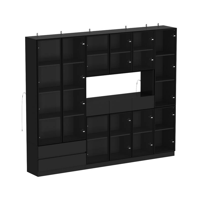 Tall Modular Display Storage Cabinet Bookcase w/Light Home Office