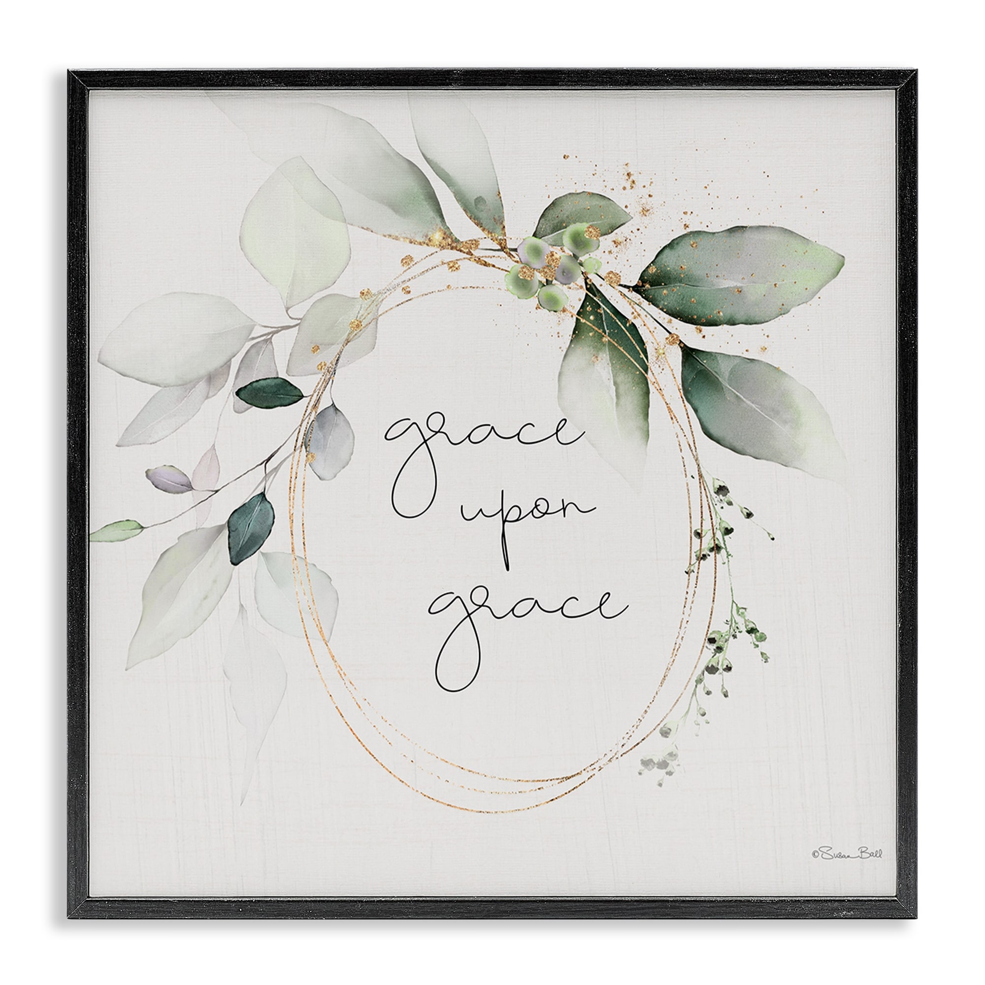 Stupell Grace with Soft Leaves Framed Giclee Art Design By Susan Ball