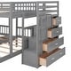 preview thumbnail 30 of 38, Full Over Twin & Twin Bunk Bed wGuardrails Wood Triple Bunk Bed, Low Platform Bed wBedend Drawer Space-saving Symmetrical Bed