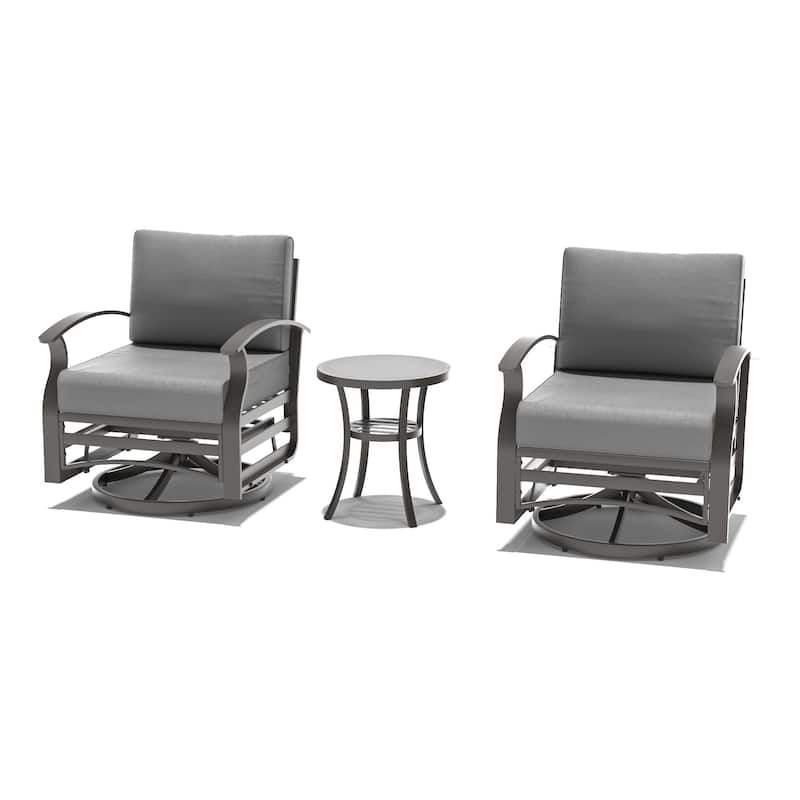 Aluminum Patio Furniture Set with FirePit Ottomans Swivel Chairs,Sectional Sofa with Thick Seat Cushions for Porch Garden