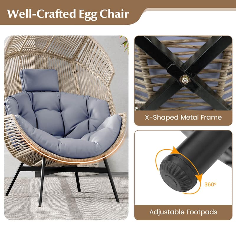 Costway Oversized Egg Style Chair with Cushions & Headrest Heavy-Duty - See Details