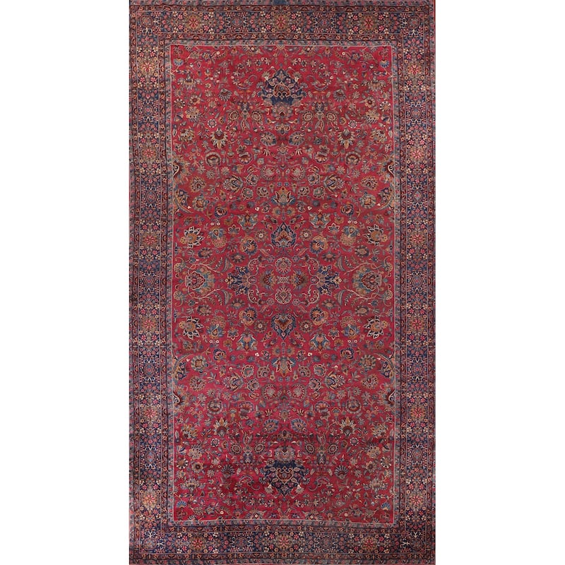 Pre-1900 Antique Kerman Ravar Persian Rug Hand-Knotted Wool Carpet - 11'10"x 21'2"