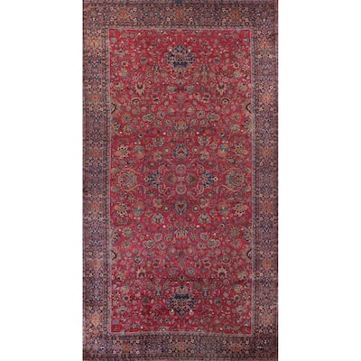 Pre-1900 Antique Kerman Ravar Persian Rug Hand-Knotted Wool Carpet - 11'10"x 21'2"
