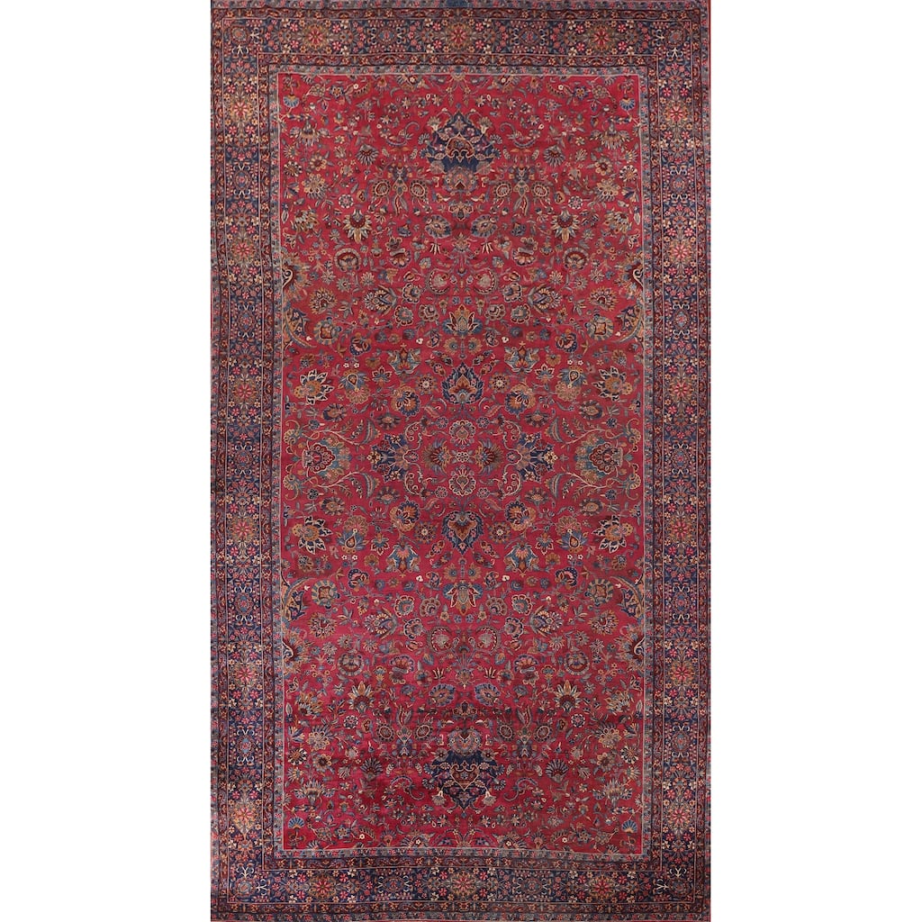 Pre-1900 Antique Kerman Ravar Persian Rug Hand-Knotted Wool Carpet - 11'10"x 21'2"