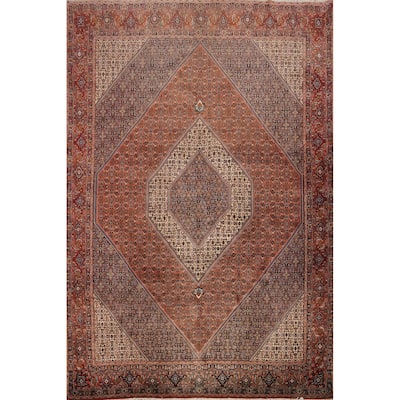 Hand Knotted Oriental 100% Wool Carpet Traditional Medallion Oranges & Rust Bidjar Area Rug - 11' 2'' X 8' 7''