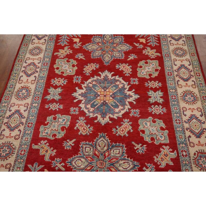 Traditional Kazak Area Rug Hand-Knotted Wool Carpet - 5'1" x 7'0"