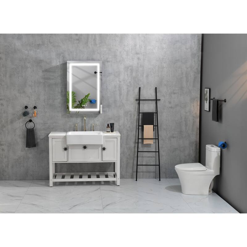 36"x24" LED Lighted Bathroom Medicine Cabinet with Mirror,Adjustable Shelves,Intelligent Switch Cabinet,Aluminum Frame