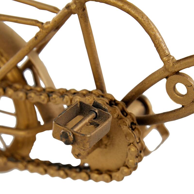 Metal Bike Decorative Sculpture with Wood Accents - Gold - Roche River Decor