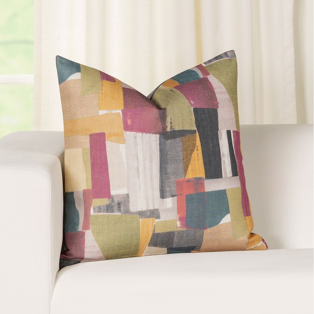 Colorblock Painted Print Throw Pillow