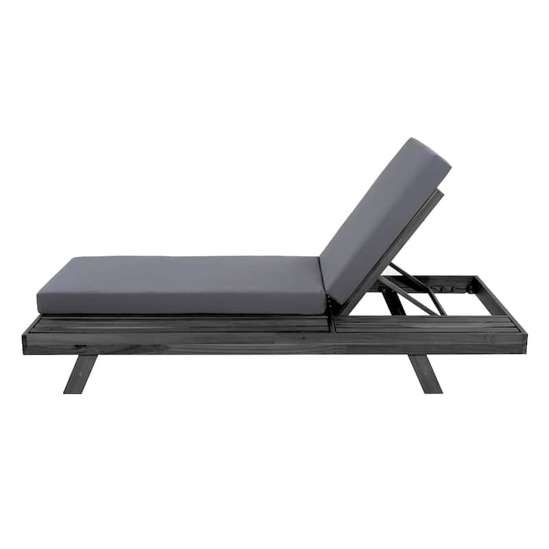 Christopher Knight Home - Arcola Modern Outdoor Acacia Wood 4-Position Adjustable Chaise Lounge with 4" Thick Cushion - 79"L