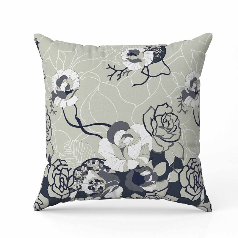 Regal Rose Retreat Indoor/Outdoor Reversible Throw Pillow Yellow and Gray