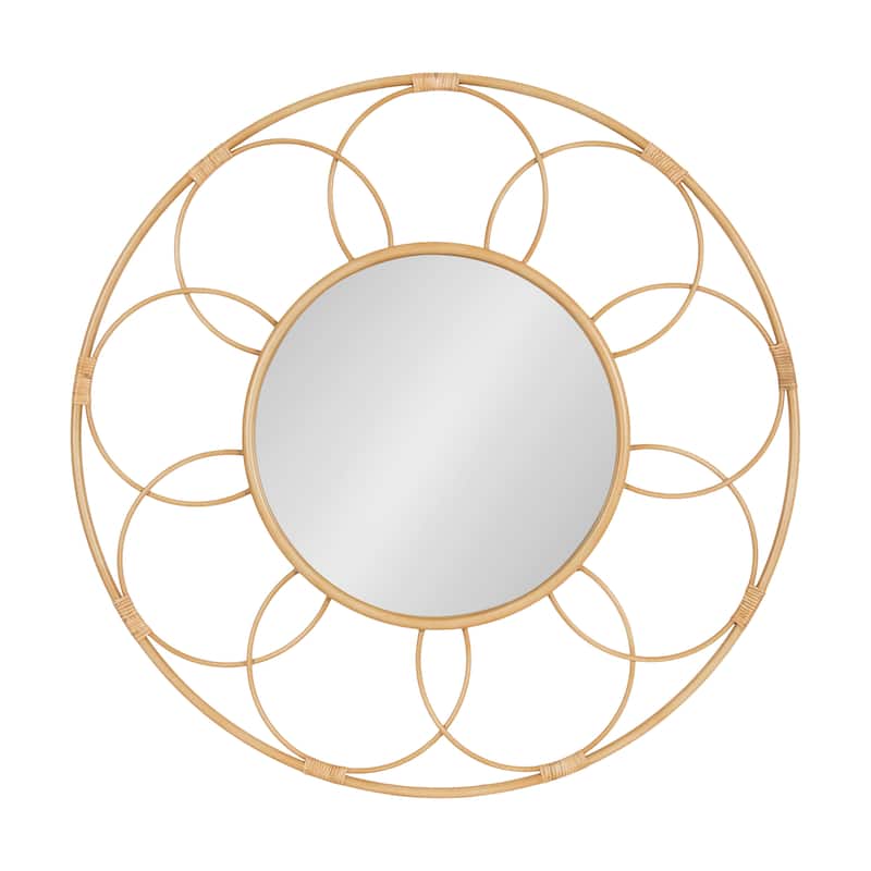 Kate and Laurel Cori Round Rattan Mirror - 34x34 - Brown