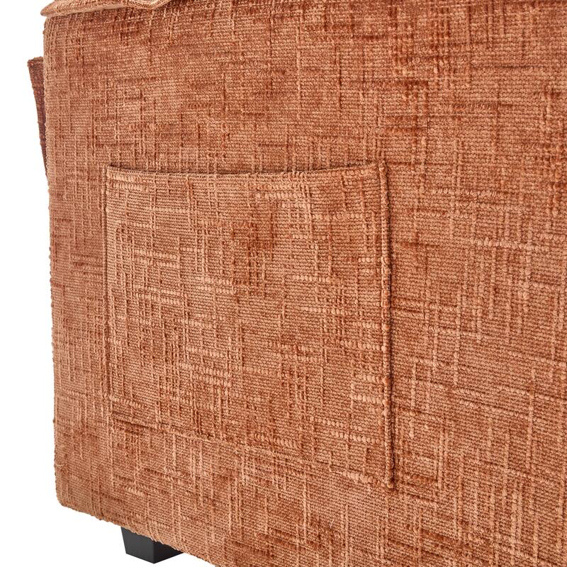Chenille Sleeper Sofa Bed Deep Seat Loveseat Sectional Couch with Ottomans Chaise Lounge, Detachable Armrests and Side Pockets