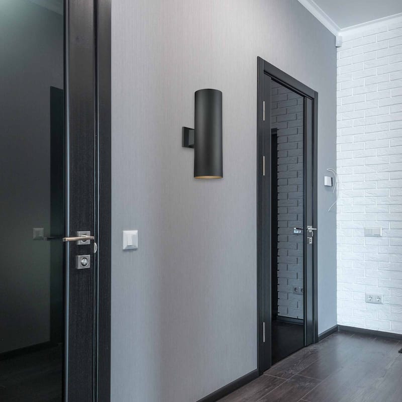 Volume Lighting 2-Light LED Black Outdoor Cylinder Wall Mount