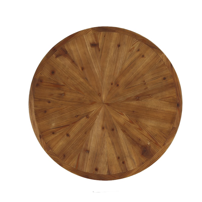 Solid Wood Round Coffee Table with Storage, 1.97'' Thickness Tabletop