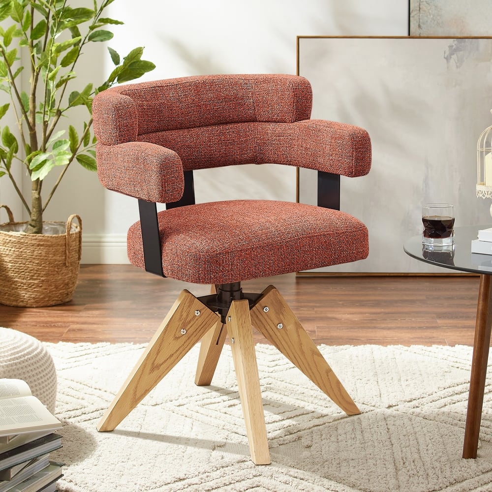 Art Leon Modern Wood and Upholstered Swivel Chair