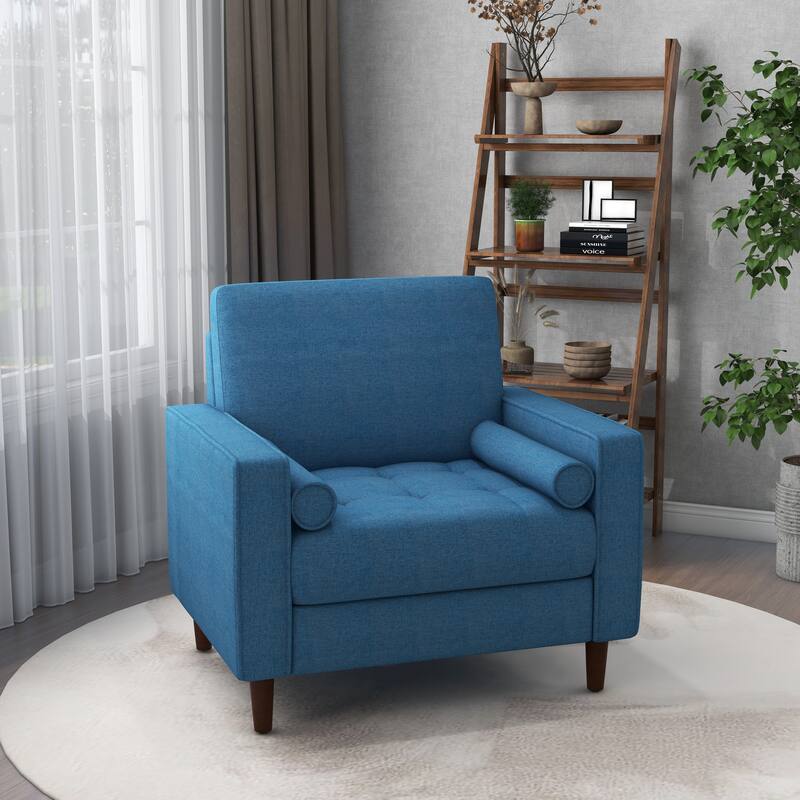 Oversized Accent Chair Linen Club Armchair with Pillows