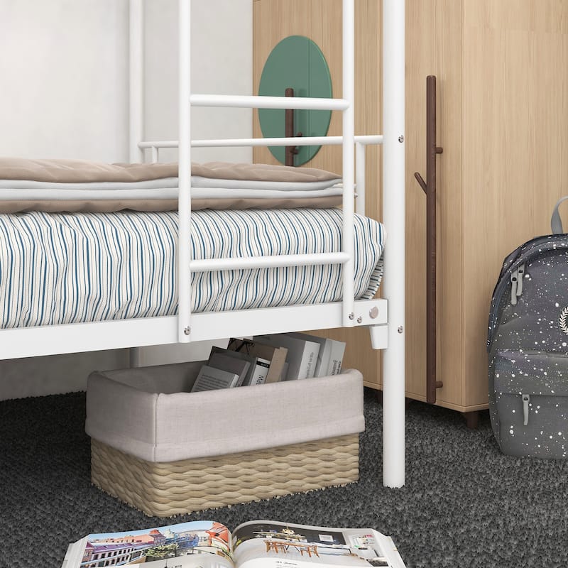 Twin-Over-Twin Bunk Bed with Metal Frame and Ladder