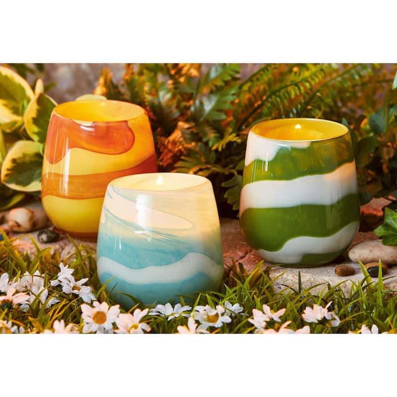 Citro Coconut Blossom Candle Jar Aqua Blue 10hr Burn Time Perfect for Spring Summer Home Decor