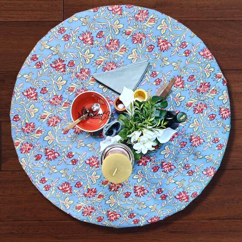 Cotton Floral Exuberance Tablecloth Round, Rectangle