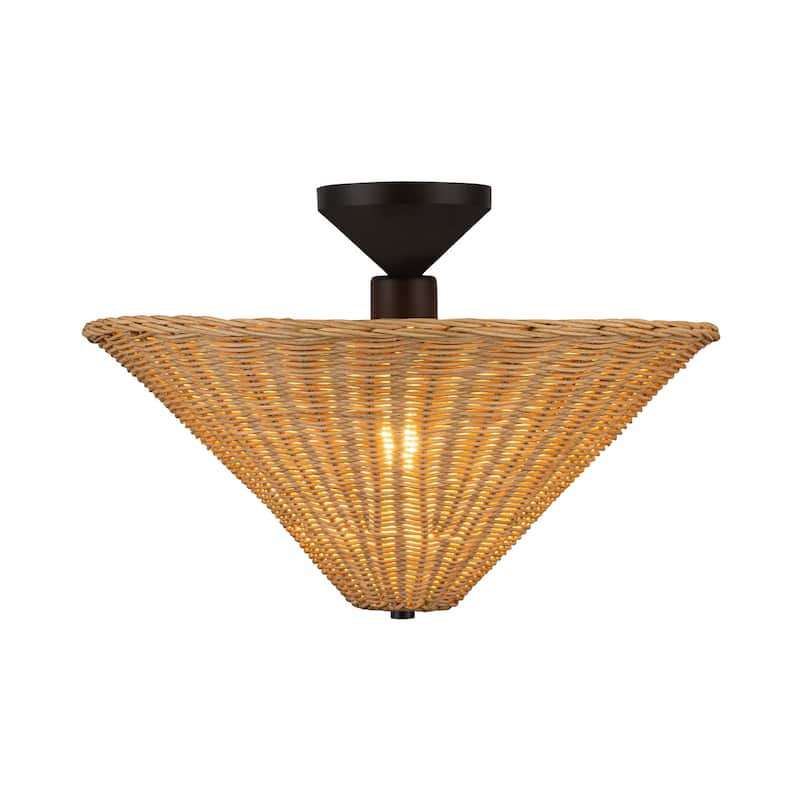 Alora Lighting SF497016 Bridgette 16" Wide Semi-Flush Ceiling Fixture - Matte Black / Rattan