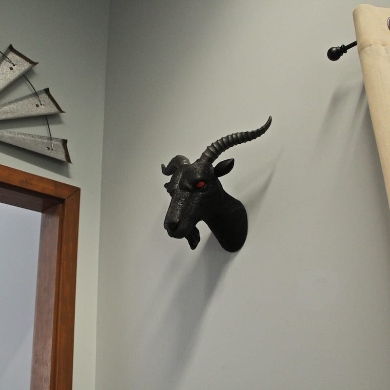 Zeckos 16 Inch Black Resin Baphomet Goat Head Bust Wall Sculpture